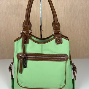 Chaps Green and Brown Tote